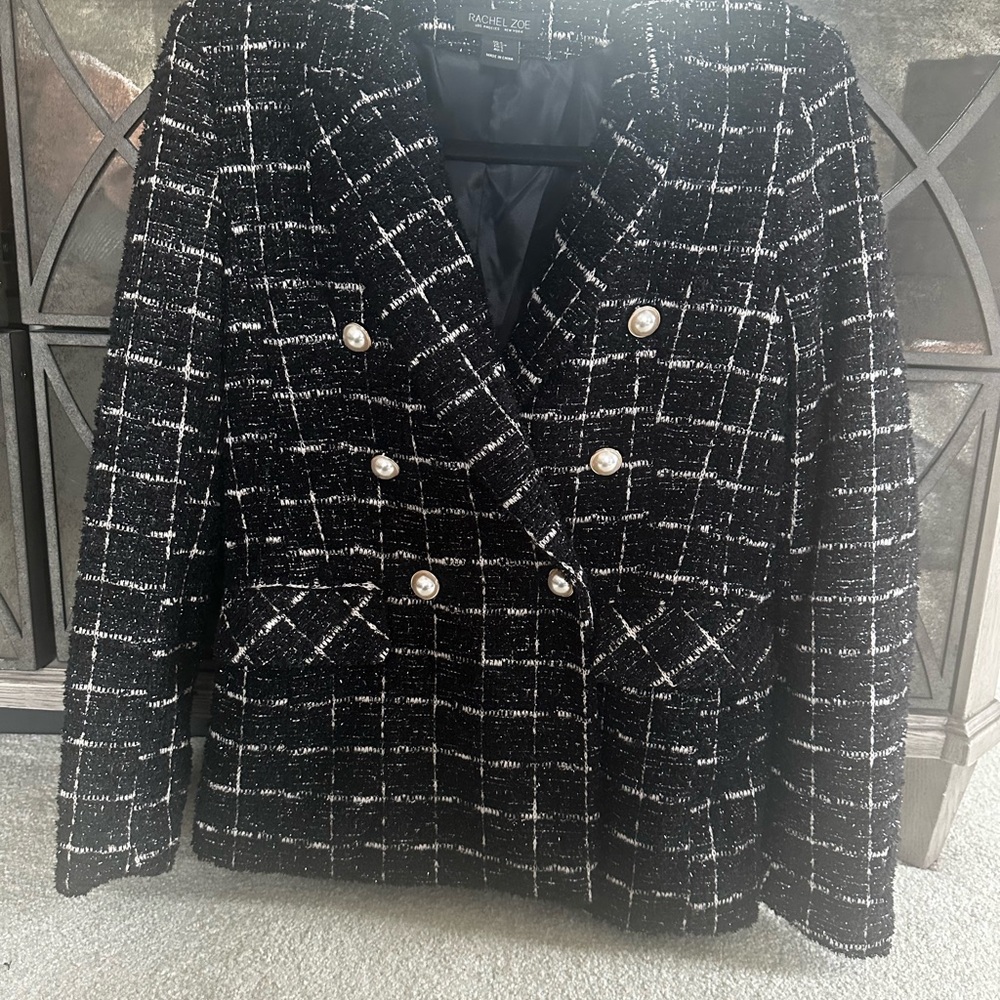 Rachel Zoe Black and White Tweed Blazer